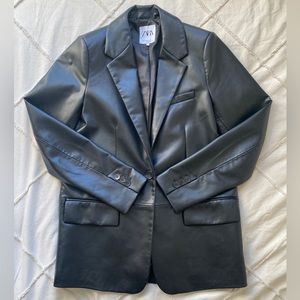 Zara Faux Leather Blazer